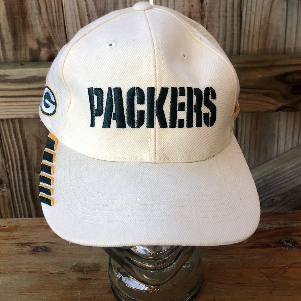 Vintage Green Bay Packers White Wool Blend Baseball Hat